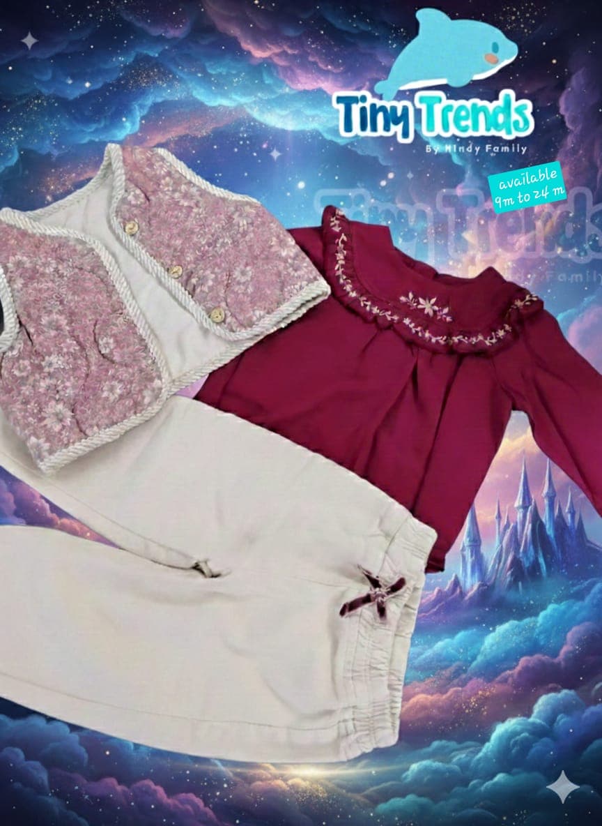 Vintage Floral Vest & Embroidered Blouse Set
