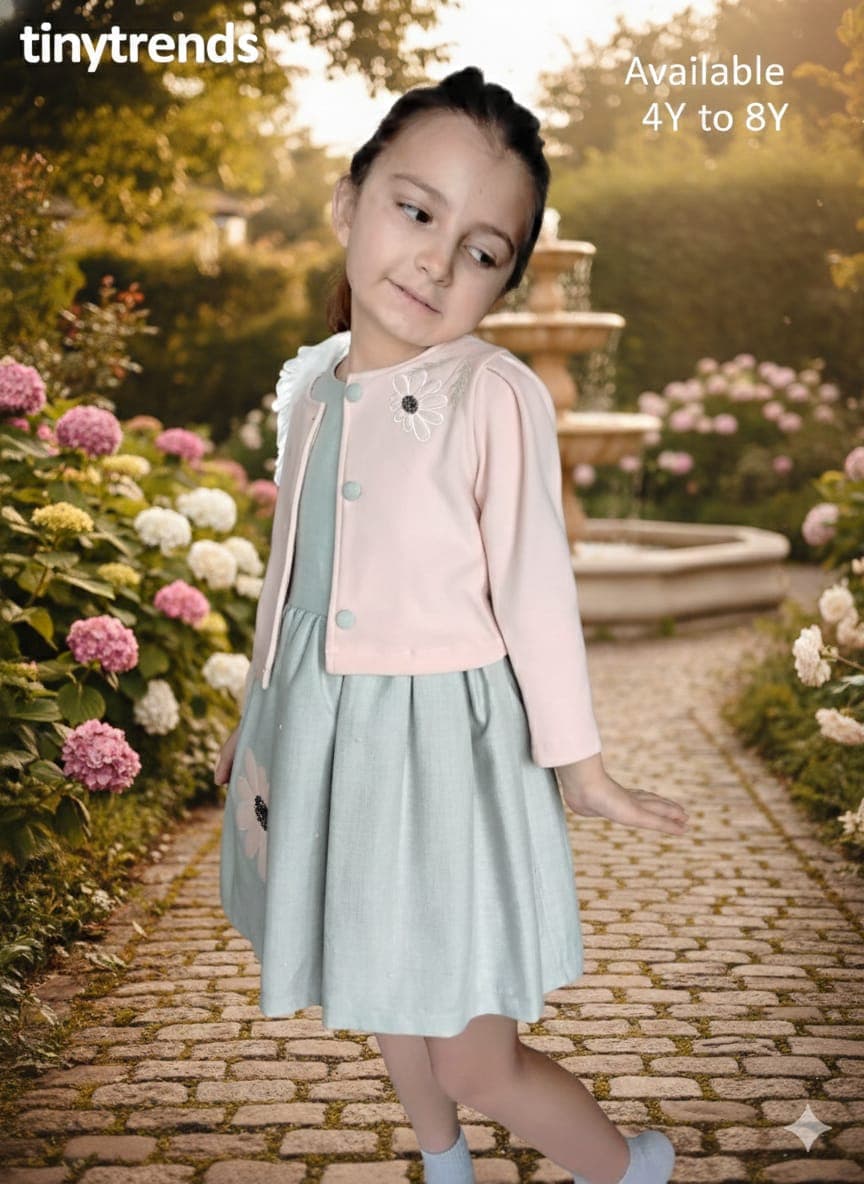 Sweet Blossom Blue & Pink Layered Dress Set